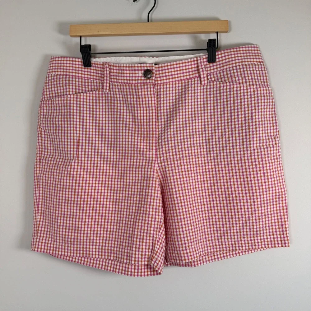 NEW‎ Lands' End Fit 2 Gingham Shorts Seer Sucker 16 Plaid 7 Inch Inseam NWT